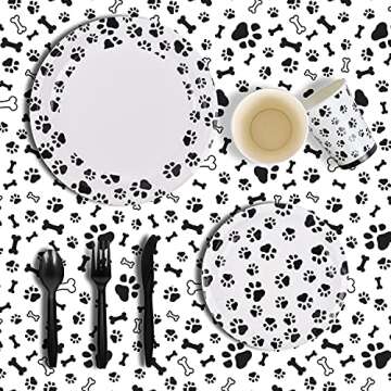 Gatherfun Dog Paw Prints Birthday Party Supplies Paper Plates Napkins Cups Knives Forks Spoons Table...
