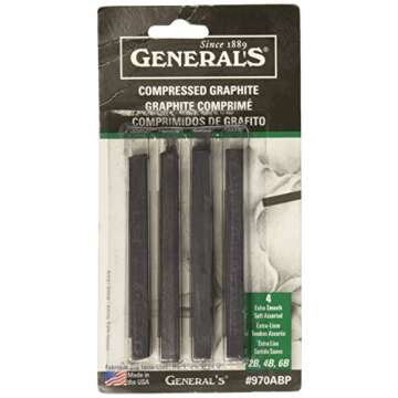 General Pencil Compressed Graphite Sticks 4/Pkg, Black - 2B, 4B & 6B