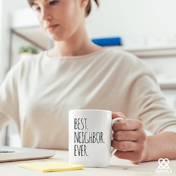 Panvola Best Neighbor Ever Farewell Gift for Neighbors Moving Housewarming Mug 11 oz