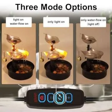 Water Fountains Indoor, 3-Tier Tabletop Water Fountain with Adjustable LED Light, Small Desk Waterfall Fountain for Living Room/Office Zen/Home Décor, with Bell, Dynamic