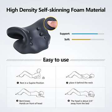 Cozyhealth Neck Stretcher for Neck Pain Relief, Neck and Shoulder Relaxer Cervical Traction Device Pillow for Muscle Relax and TMJ Pain Relief, Cervical Spine Alignment Chiropractic Pillow (Black)