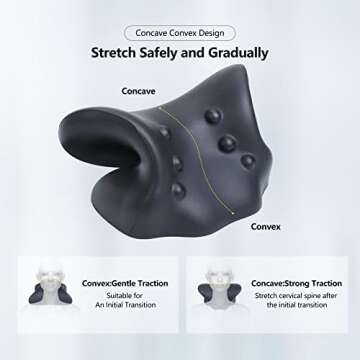 Cozyhealth Neck Stretcher for Neck Pain Relief, Neck and Shoulder Relaxer Cervical Traction Device Pillow for Muscle Relax and TMJ Pain Relief, Cervical Spine Alignment Chiropractic Pillow (Black)
