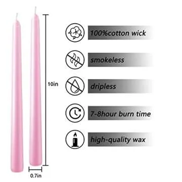 Pink 10-inch Cone Candles Set of 14 – Dripless & Odorless