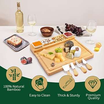 YZS Bamboo Charcuterie Board & Knife Set - Perfect Gift for All Occasions