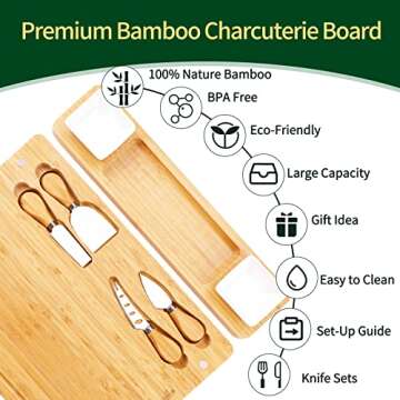 Bamboo Charcuterie Board and Knife Set for Every Occasion