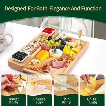 Bamboo Charcuterie Board and Knife Set for Every Occasion