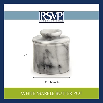 White Marble French Butter Pot for Fresh Spreadable Butter