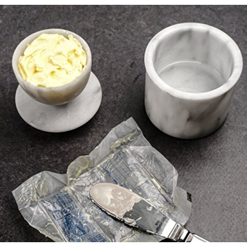 White Marble French Butter Pot for Fresh Spreadable Butter
