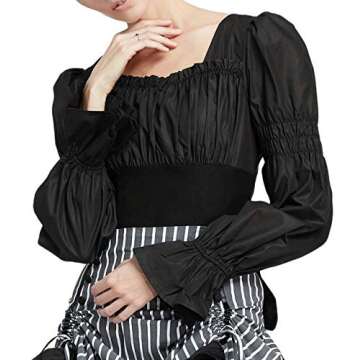 Women Renaissance Vintage Steampunk Ruched Boho Top