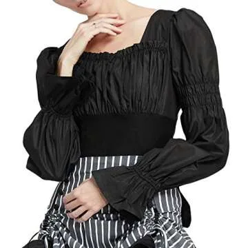Women Renaissance Vintage Steampunk Ruched Boho Top
