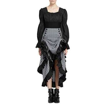 Women Renaissance Vintage Steampunk Ruched Boho Top