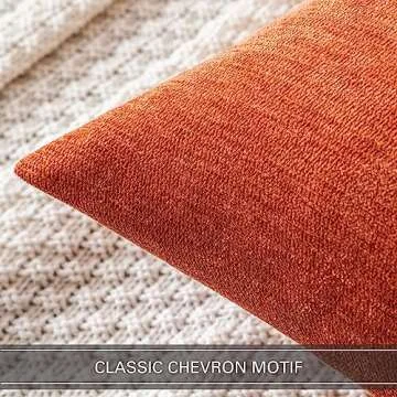MIULEE Pack of 2 Burnt Orange Decorative Pillow Covers 18x18 Inch Soft Chenille Couch Throw Pillows ...