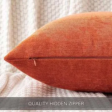MIULEE Soft Chenille Burnt Orange Pillow Covers