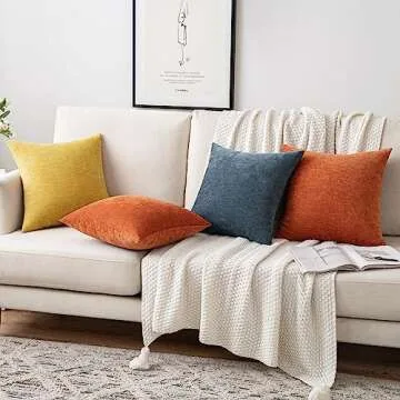 MIULEE Soft Chenille Burnt Orange Pillow Covers