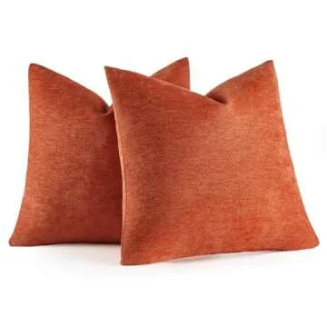 MIULEE Soft Chenille Burnt Orange Pillow Covers