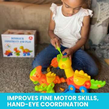 Kidtastic Dinosaur Toys, 106 pcs Take Apart Stem Learning Toys with Screwdriver, Ages 3-6 Year Kids ...