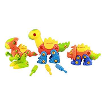 Kidtastic Dinosaur Toys, 106 pcs Take Apart Stem Learning Toys with Screwdriver, Ages 3-6 Year Kids Birthday Gift, Fun Construction for Boys and Girls - Build a Dinosaur, 3 yr Old Toddler Toys