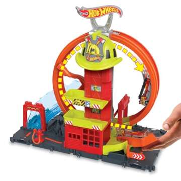 Hot Wheels City Super Loop Fire Station Track Set