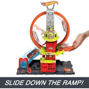 Hot Wheels City Super Loop Fire Station Track Set