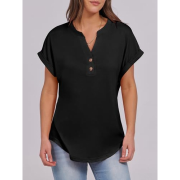 ANRABESS Women's Short Sleeve Henley Tops: Trendy Casual Blouses for Summer 2026