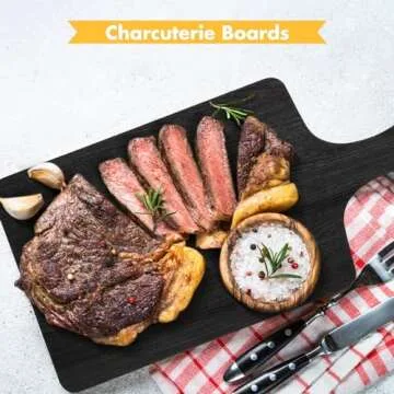 Geetery 3 Pcs Black Cutting Boards for Kitchen, Large Acacia Wood Cutting Board Set Charcuterie Board Chopping Board with Handle, 16.5 x 6.7'', 14 x 6.7'', 9.8 x 6.7''