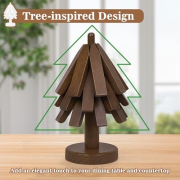 Tree Coasters - Wooden Tree Coasters Set of 3 - Wooden Trivets for Hot Dishes - Heat Resistant Wooden Mat Potholders - Stylish Wooden Mats for Kitchen and Dining