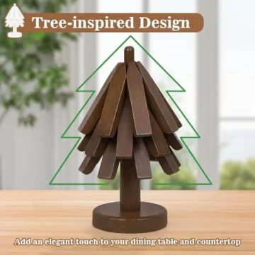 Tree Coasters - Wooden Tree Coasters Set of 3 - Wooden Trivets for Hot Dishes - Heat Resistant Wooden Mat Potholders - Stylish Wooden Mats for Kitchen and Dining