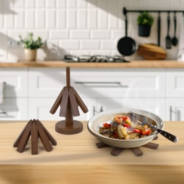 Tree Coasters - Wooden Tree Coasters Set of 3 - Wooden Trivets for Hot Dishes - Heat Resistant Wooden Mat Potholders - Stylish Wooden Mats for Kitchen and Dining