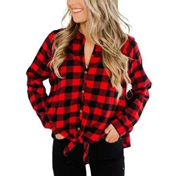 Stylish Remidoo Women's Flannel Shirt with Tie Accent