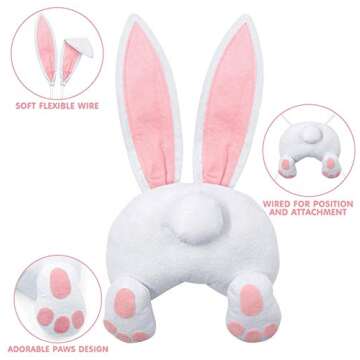 Easter Decorations - Easter Bunny Butt and Ears Attachment, DIY Plush Easter Rabbit Wreath Embellish...