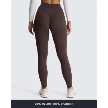 Aoxjox High Waisted Workout Siren Leggings for Women Hidden Scrunch Butt Lifting Tummy Control Yoga Pants 26" (Mulch, Medium)