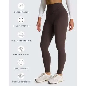 Aoxjox High Waisted Workout Siren Leggings for Women Hidden Scrunch Butt Lifting Tummy Control Yoga Pants 26" (Mulch, Medium)