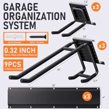 INCLY Wall Mount Tool Storage Rack, Heavy Duty Garage Storage Tool Organizer, Garden Tool Wall Hooks...