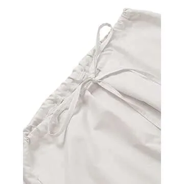 LQI Parachute Pants for Women Y2K Baggy Cargo Pants Drawstring Trousers Low Rise Loose Jogger Sweatpants White