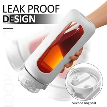 BLUEGO 64oz Glass Water Bottle with Straw & Time Markers