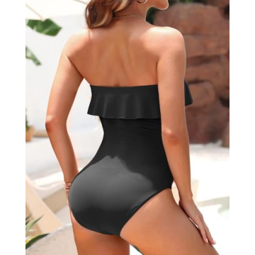 Holipick Strapless One Piece Swimsuit with Tummy Control