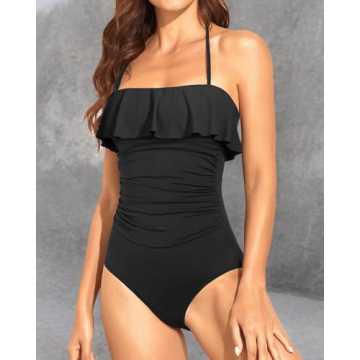 Holipick Strapless One Piece Swimsuit with Tummy Control