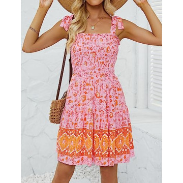 ZESICA Summer Boho Floral Mini Dress for Stylish Outings