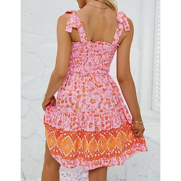 ZESICA Summer Boho Floral Mini Dress for Stylish Outings