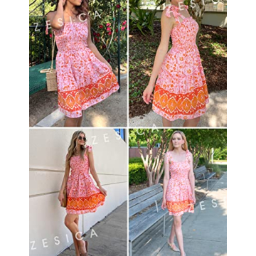 ZESICA Summer Boho Floral Mini Dress for Stylish Outings