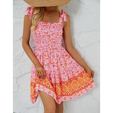 ZESICA Summer Boho Floral Mini Dress for Stylish Outings