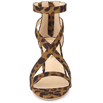 Stylish Allegra K Women’s Crisscross Leopard Heel Sandals