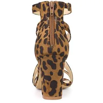 Stylish Allegra K Women’s Crisscross Leopard Heel Sandals
