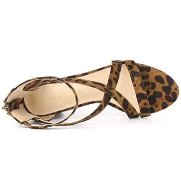 Stylish Allegra K Women’s Crisscross Leopard Heel Sandals