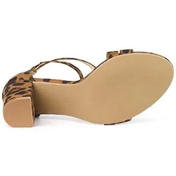 Stylish Allegra K Women’s Crisscross Leopard Heel Sandals
