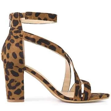 Stylish Allegra K Women’s Crisscross Leopard Heel Sandals