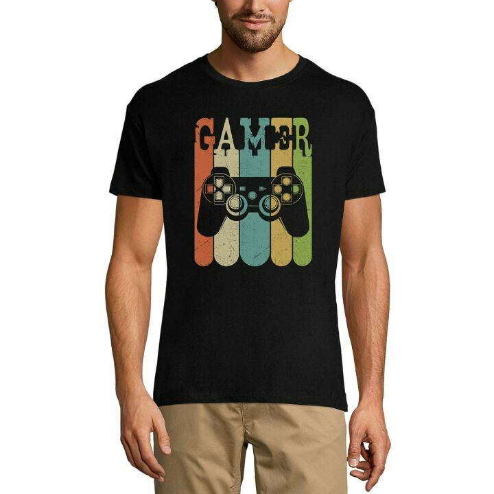 Vintage Gamer Graphic T-Shirt for Men - Black 5XL