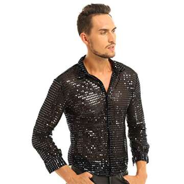 YiZYiF Men's 1920s Style Shiny Glitter Metallic Disco Party Tank Top Vest Clubwear Dancewear Costume...