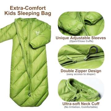AZITREK T40 Toddler Sleeping Bag for Ages 2-4 | Lightweight & Cozy