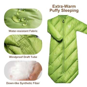 AZITREK T40 Toddler Sleeping Bag for Ages 2-4 | Lightweight & Cozy